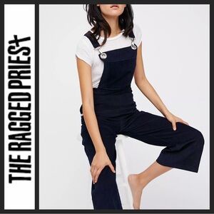 NWOT Free People x The Ragged Priest Kick Crop Corduroy Navy Overalls